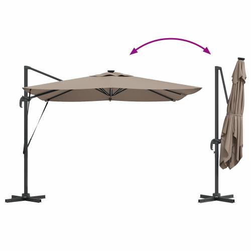 Cantilever Roma Sjenilo s LED-ima - Taupe (286 x 285 x 270 cm) - Aluminiij Cijena