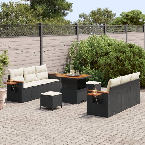9 komadni vrtni sofa set s jastucima crni poli ratan akacija Cijena