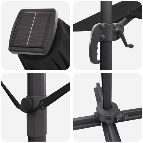 Cantilever Roma Parasol s LED-ima - Crna, 286 x 285 x 270 cm, Aluminij Cijena
