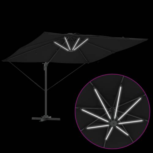 Cantilever Roma Parasol s LED-ima - Crna, 286 x 285 x 270 cm, Aluminij Cijena
