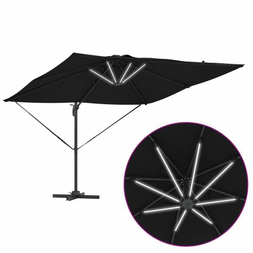 Cantilever Roma Parasol s LED-ima - Crna, 286 x 285 x 270 cm, Aluminij Cijena