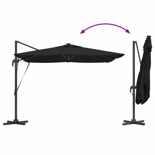 Cantilever Roma Parasol s LED-ima - Crna, 286 x 285 x 270 cm, Aluminij Cijena