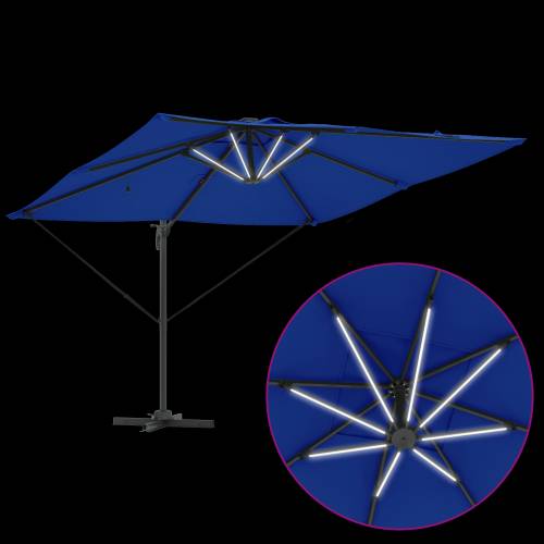 Cantilever Roma Sjenilo s LED lampama u azurno plavoj boji – 286 x 285 x 270 cm, aluminijski. Cijena