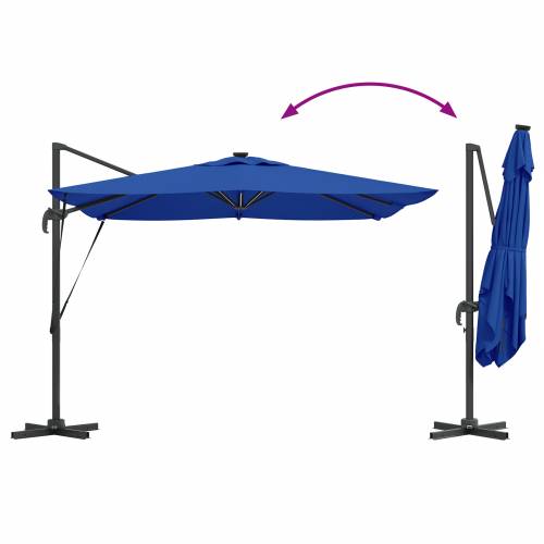 Cantilever Roma Sjenilo s LED lampama u azurno plavoj boji – 286 x 285 x 270 cm, aluminijski. Cijena