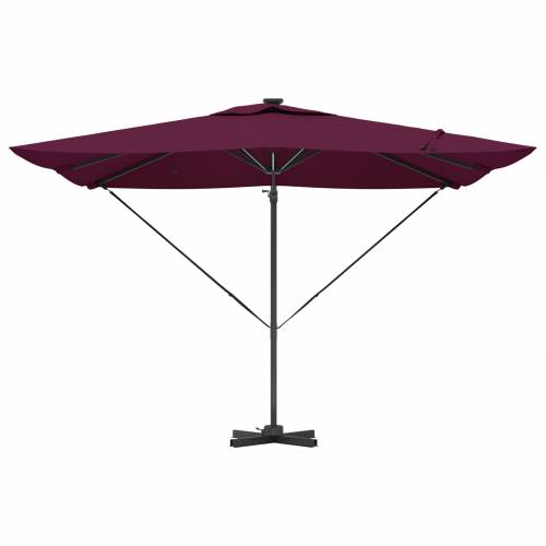 Cantilever Roma suncobran s LED svjetlima u Bordeaux crvenoj boji, 286 x 285 x 270 cm, aluminijski. Cijena