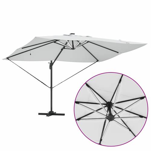 Cantilever Roma suncobran s LED svjetlima Bež 352x251x265 cm Aluminij Cijena