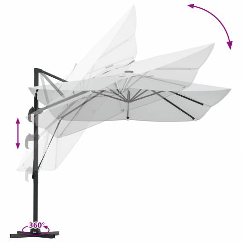 Cantilever Roma suncobran s LED svjetlima Bež 352x251x265 cm Aluminij Cijena