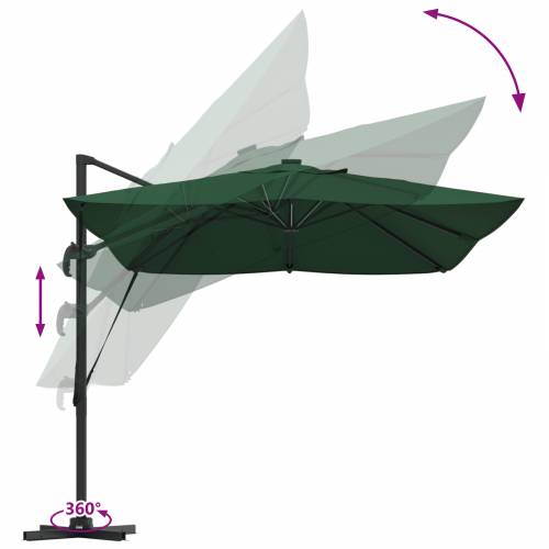 Kantileverski Roma suncobran s LED-ima Zeleni 352x251x265 cm Aluminijski Cijena