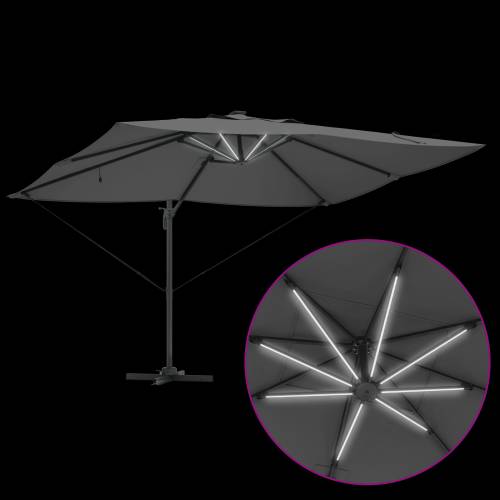 Kantilever Roma suncobran s LED osvjetljenjem Antracit 352x251x265 cm Aluminij Cijena