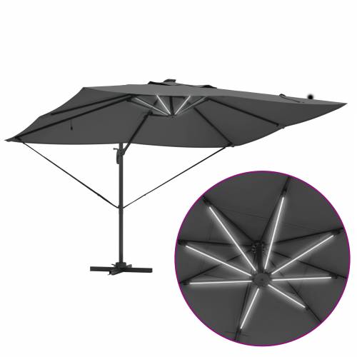 Kantilever Roma suncobran s LED osvjetljenjem Antracit 352x251x265 cm Aluminij Cijena