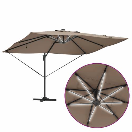 Kantilever Roma Suncobran s LED-ima Taupe 352x251x265 cm Aluminij Cijena