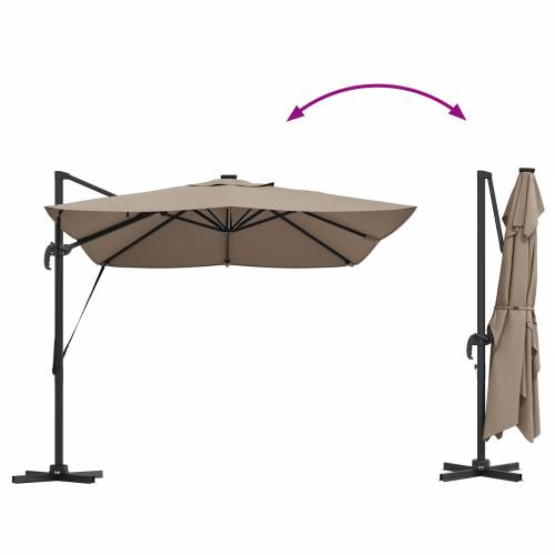 Kantilever Roma Suncobran s LED-ima Taupe 352x251x265 cm Aluminij Cijena