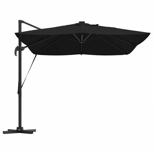 Kantilever Roma Suncobran s LED-ima Crni 352x251x265 cm Aluminij Cijena