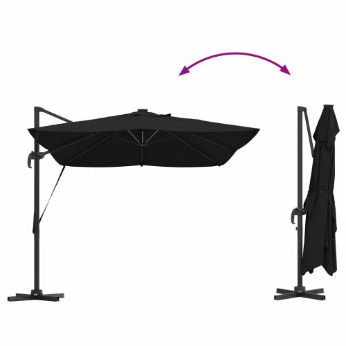 Kantilever Roma Suncobran s LED-ima Crni 352x251x265 cm Aluminij Cijena