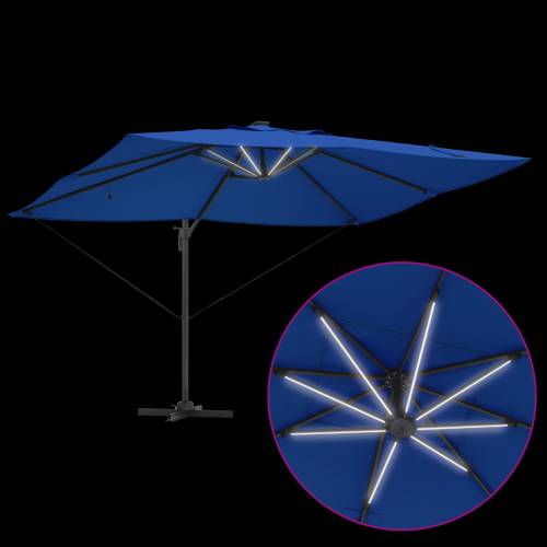 Kantilever Roma suncobran s LED svjetlima Azure plava 352x251x265 cm Aluminij Cijena