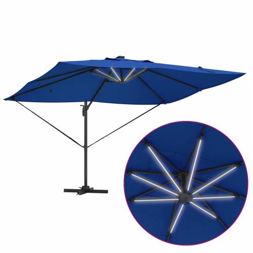 Kantilever Roma suncobran s LED svjetlima Azure plava 352x251x265 cm Aluminij Cijena