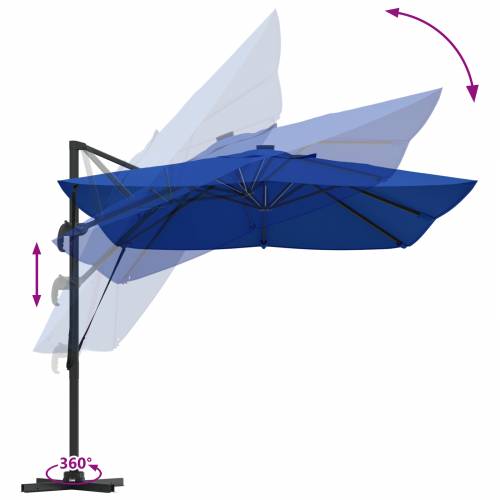 Kantilever Roma suncobran s LED svjetlima Azure plava 352x251x265 cm Aluminij Cijena