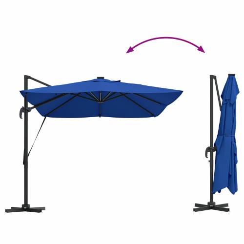 Kantilever Roma suncobran s LED svjetlima Azure plava 352x251x265 cm Aluminij Cijena