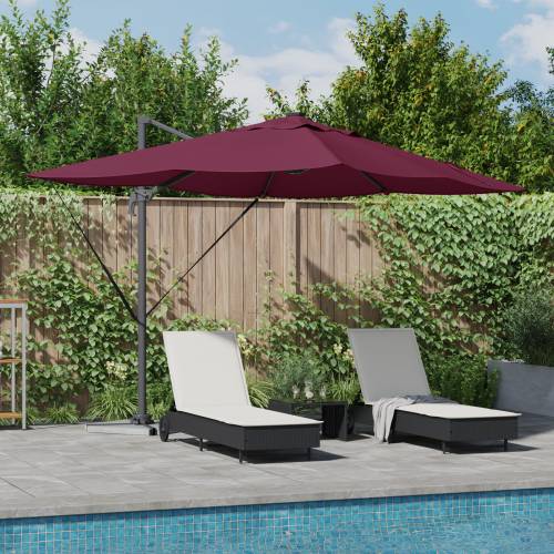 Suncobran s nosačem Roma s LED svjetlima Bordeaux crvena 352x251x265 cm Aluminij Cijena