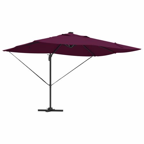 Suncobran s nosačem Roma s LED svjetlima Bordeaux crvena 352x251x265 cm Aluminij Cijena