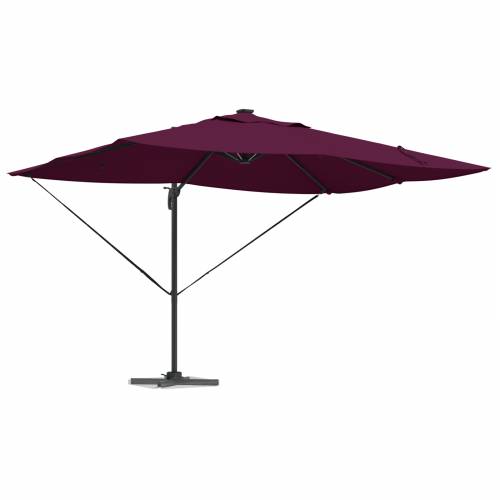 Suncobran s nosačem Roma s LED svjetlima Bordeaux crvena 352x251x265 cm Aluminij Cijena