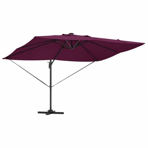 Suncobran s nosačem Roma s LED svjetlima Bordeaux crvena 352x251x265 cm Aluminij Cijena
