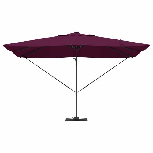 Suncobran s nosačem Roma s LED svjetlima Bordeaux crvena 352x251x265 cm Aluminij Cijena