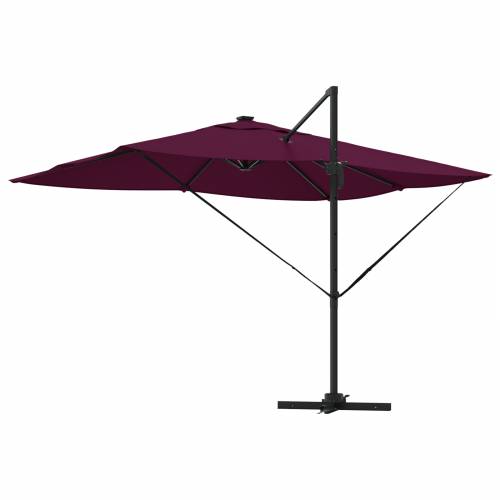 Suncobran s nosačem Roma s LED svjetlima Bordeaux crvena 352x251x265 cm Aluminij Cijena