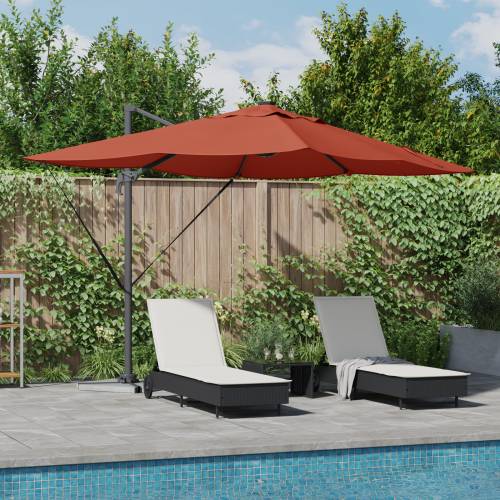 Kantilever Roma suncobran s LED-icama Terracotta 352x251x265 cm Aluminij Cijena