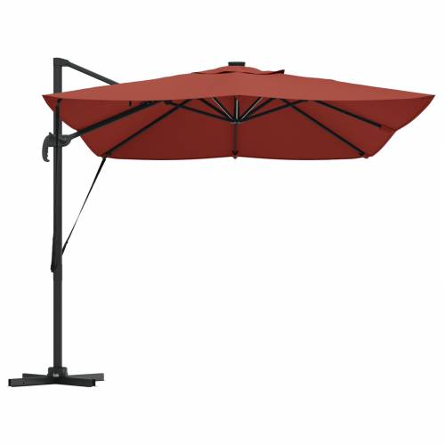 Kantilever Roma suncobran s LED-icama Terracotta 352x251x265 cm Aluminij Cijena