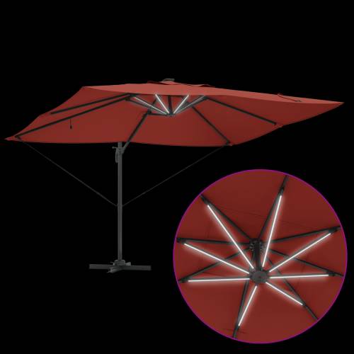 Kantilever Roma suncobran s LED-icama Terracotta 352x251x265 cm Aluminij Cijena
