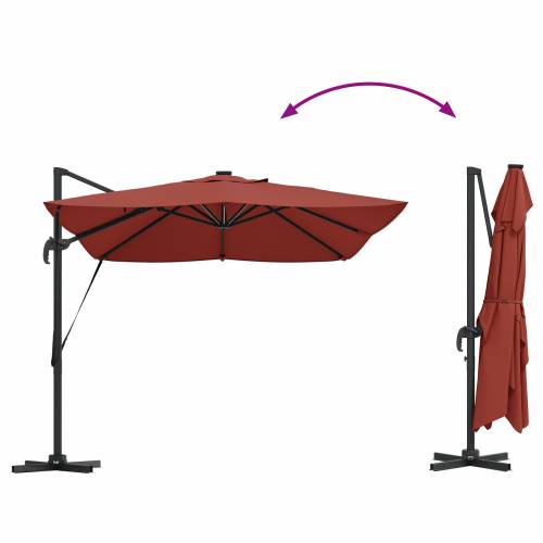 Kantilever Roma suncobran s LED-icama Terracotta 352x251x265 cm Aluminij Cijena