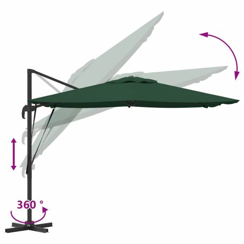 Kantilever Roma Parasol Zeleni 286x285x265 cm Aluminij Cijena