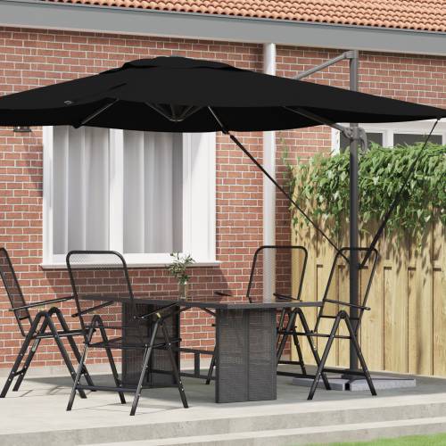Kantilever Roma Parasol Crni 286x285x265 cm Aluminij Cijena