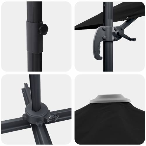 Kantilever Roma Parasol Crni 286x285x265 cm Aluminij Cijena