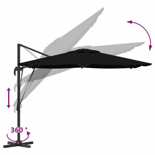 Kantilever Roma Parasol Crni 286x285x265 cm Aluminij Cijena