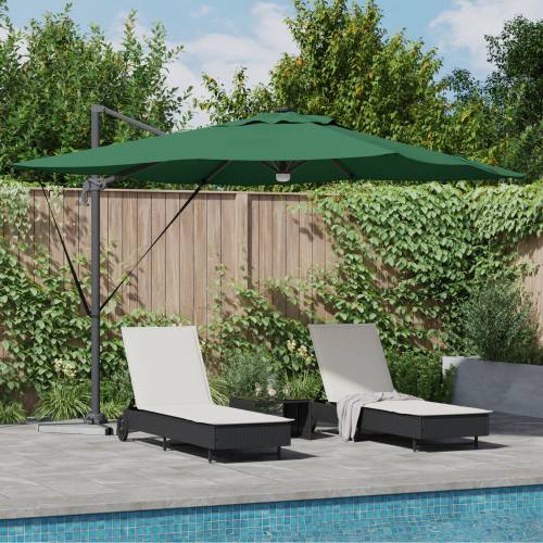 Kantilever Roma Suncobran s LED-ima Zeleni 286x285x270 cm Aluminij Cijena