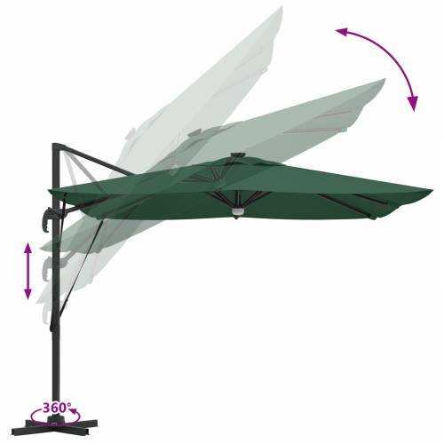 Kantilever Roma Suncobran s LED-ima Zeleni 286x285x270 cm Aluminij Cijena