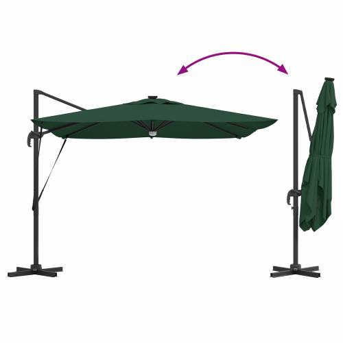 Kantilever Roma Suncobran s LED-ima Zeleni 286x285x270 cm Aluminij Cijena