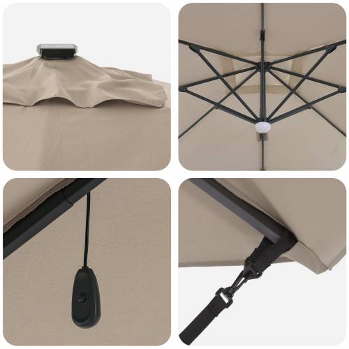 Kantilever Roma Suncobran s LED-ovima Taupe 286x285x270 cm Aluminij Cijena