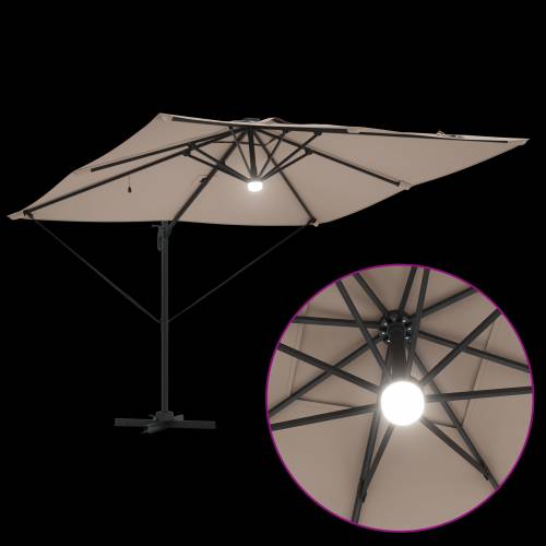 Kantilever Roma Suncobran s LED-ovima Taupe 286x285x270 cm Aluminij Cijena