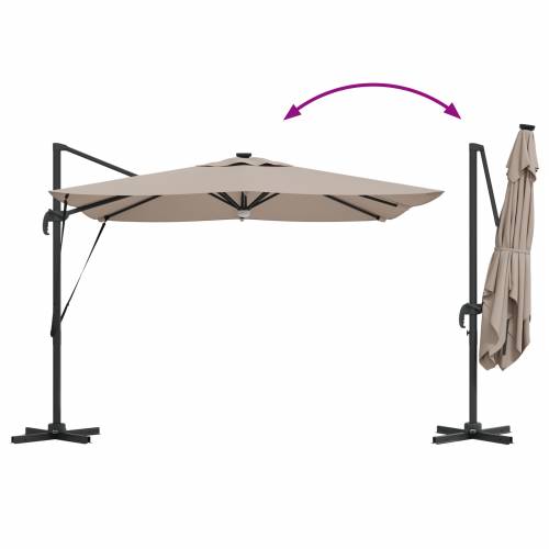 Kantilever Roma Suncobran s LED-ovima Taupe 286x285x270 cm Aluminij Cijena