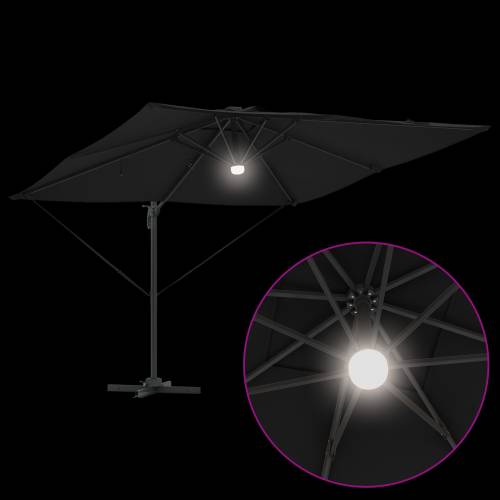 samostojeći Roma suncobran s LED-ima crni 286x285x270 cm aluminij Cijena