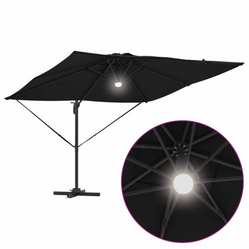 samostojeći Roma suncobran s LED-ima crni 286x285x270 cm aluminij Cijena