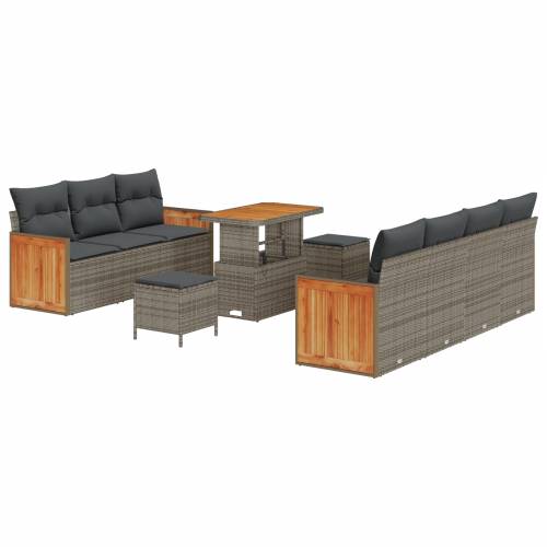 set vrtnih sofa od 10 dijelova s jastučićima siva poli ratan akacija Cijena