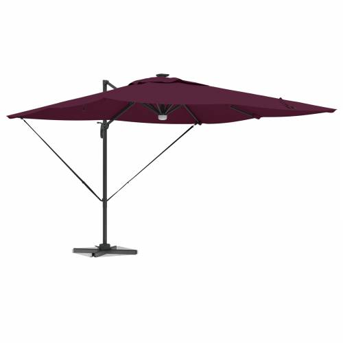 Kantilever Roma Suncobran s LED-ima Bordo crvena 286x285x270 cm Aluminij Cijena