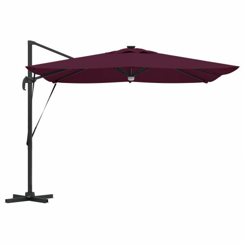 Kantilever Roma Suncobran s LED-ima Bordo crvena 286x285x270 cm Aluminij Cijena
