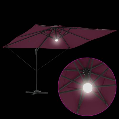 Kantilever Roma Suncobran s LED-ima Bordo crvena 286x285x270 cm Aluminij Cijena