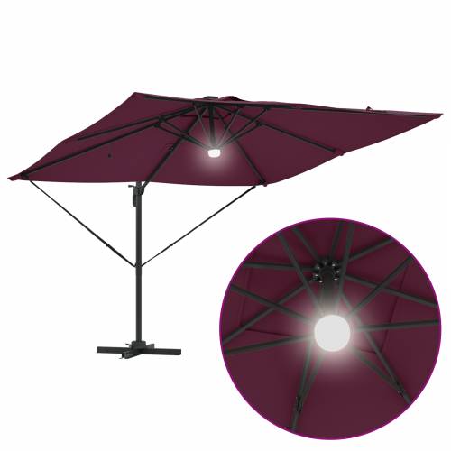 Kantilever Roma Suncobran s LED-ima Bordo crvena 286x285x270 cm Aluminij Cijena