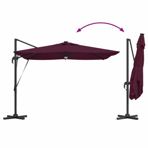 Kantilever Roma Suncobran s LED-ima Bordo crvena 286x285x270 cm Aluminij Cijena